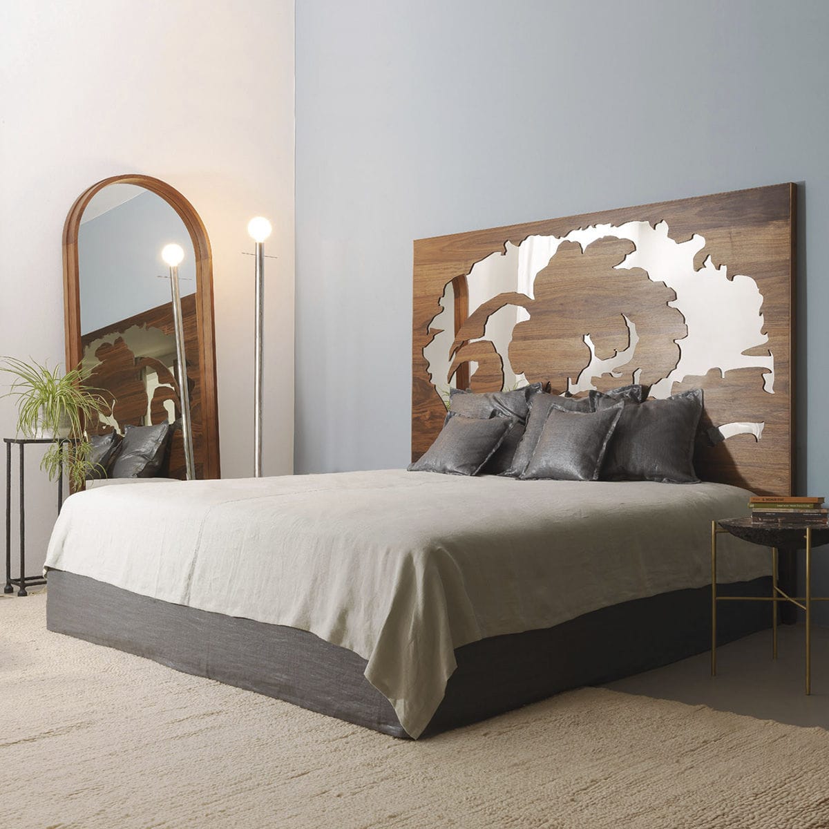 Lit double DAMASCO LANDO contemporain / avec tête de lit / sur mesure