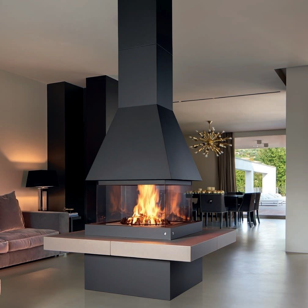 Cheminée à bois LUND Piazzetta en îlot / contemporaine / à foyer