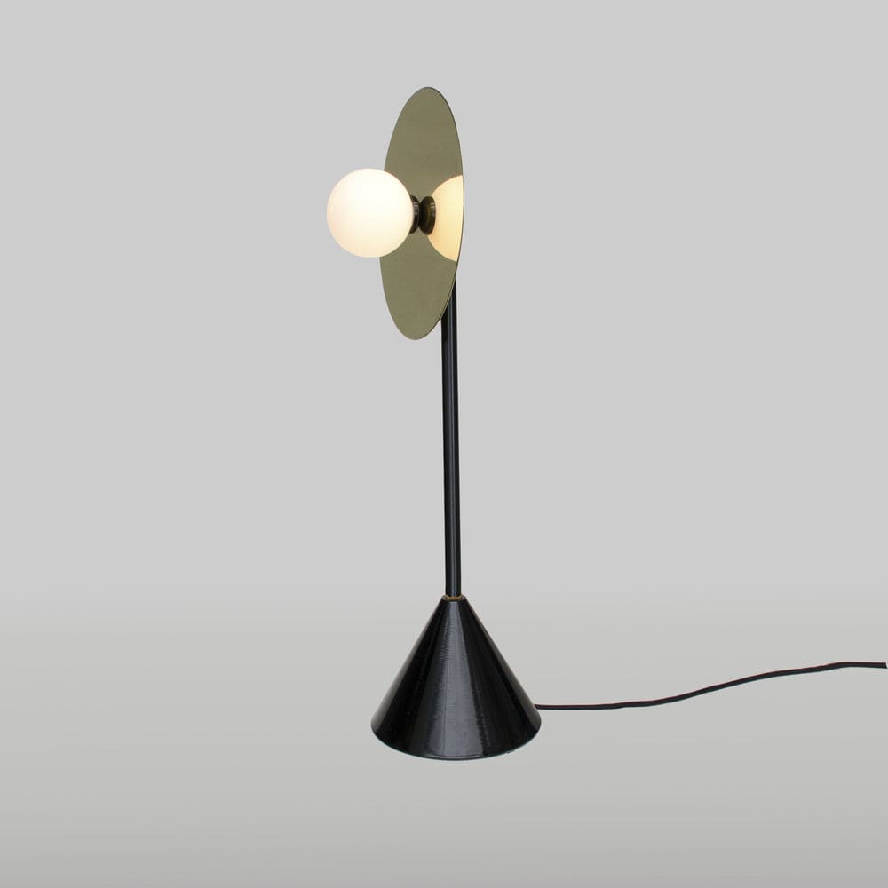 lampe de bureau laiton 1900 a 30s avec tulipe verre pein
