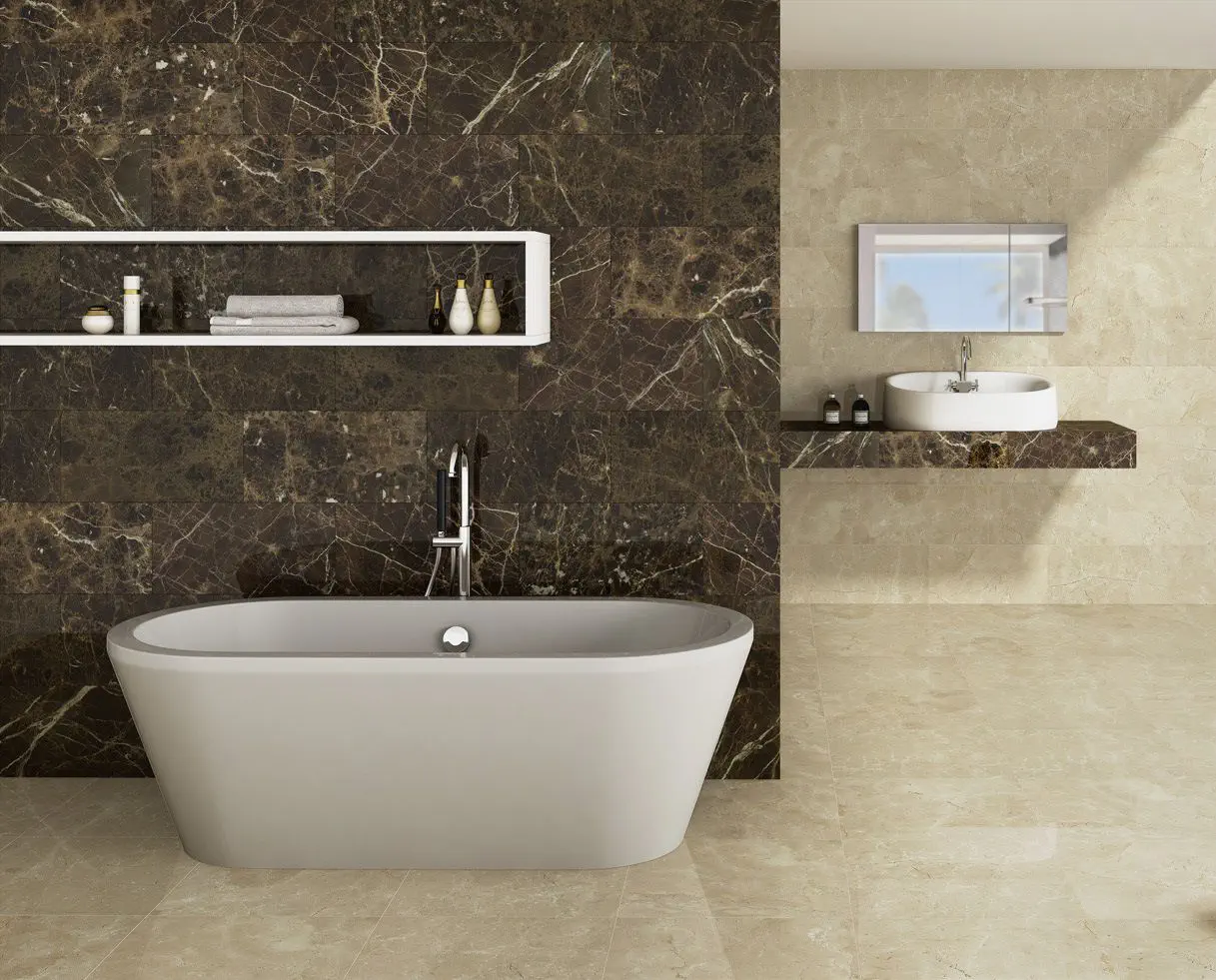 Mosaïque Marbre Emperador MOSANI – Tons Marron, Crème, Beige – Carrelage Mural