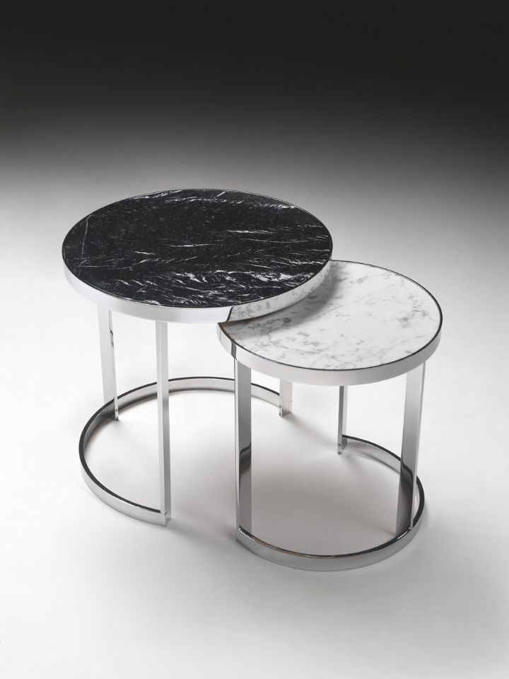 Table Gigogne Contemporaine Moon Klab Design En Verre Ronde