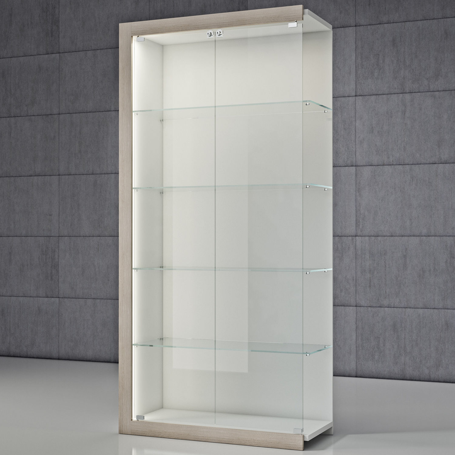 Vitrine De Collection – Étagère En Verre Et Bois – 3 Niveaux – Rose – Dimensions 34x7x43.5 Cm
