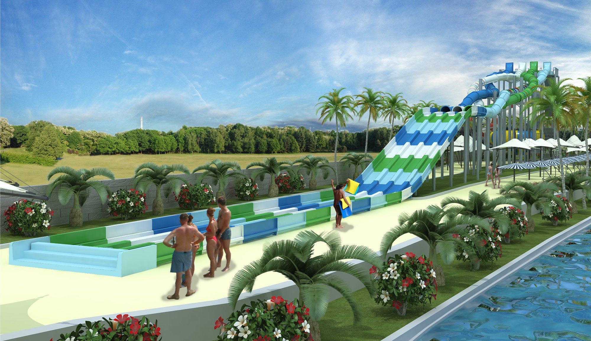 Toboggan droit TWISTER RACER Polin Waterparks tournant / pour