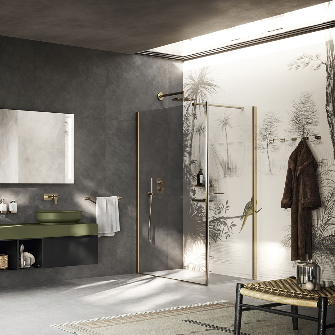 Exo cabine de douche battante 95 x 75 cm, transparente, noire   819 095 075 70 00