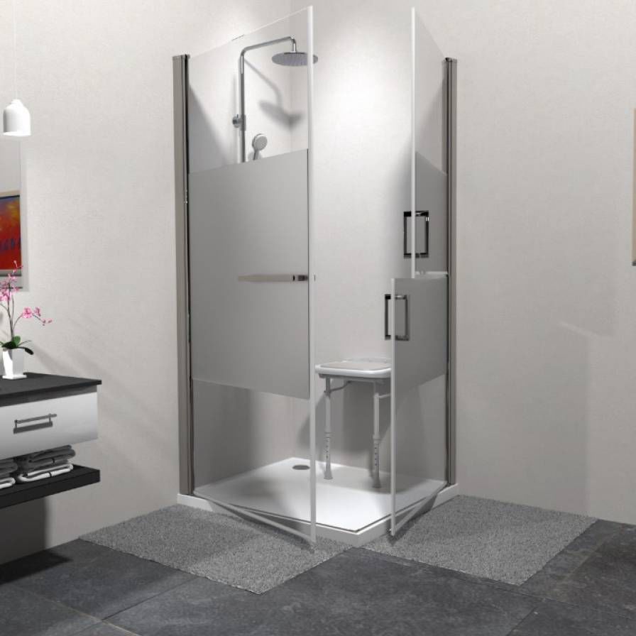 Cabine de douche en verre trempé ERGO VITAL en résine / avec