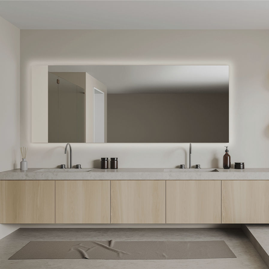 LEDIMEX - Miroir De Salle De Bain Avec Lumière | Grand Miroir De Salle De Bain Miroir Anti Buee A Led Miroir Mural Carre 70x80cm 93040515