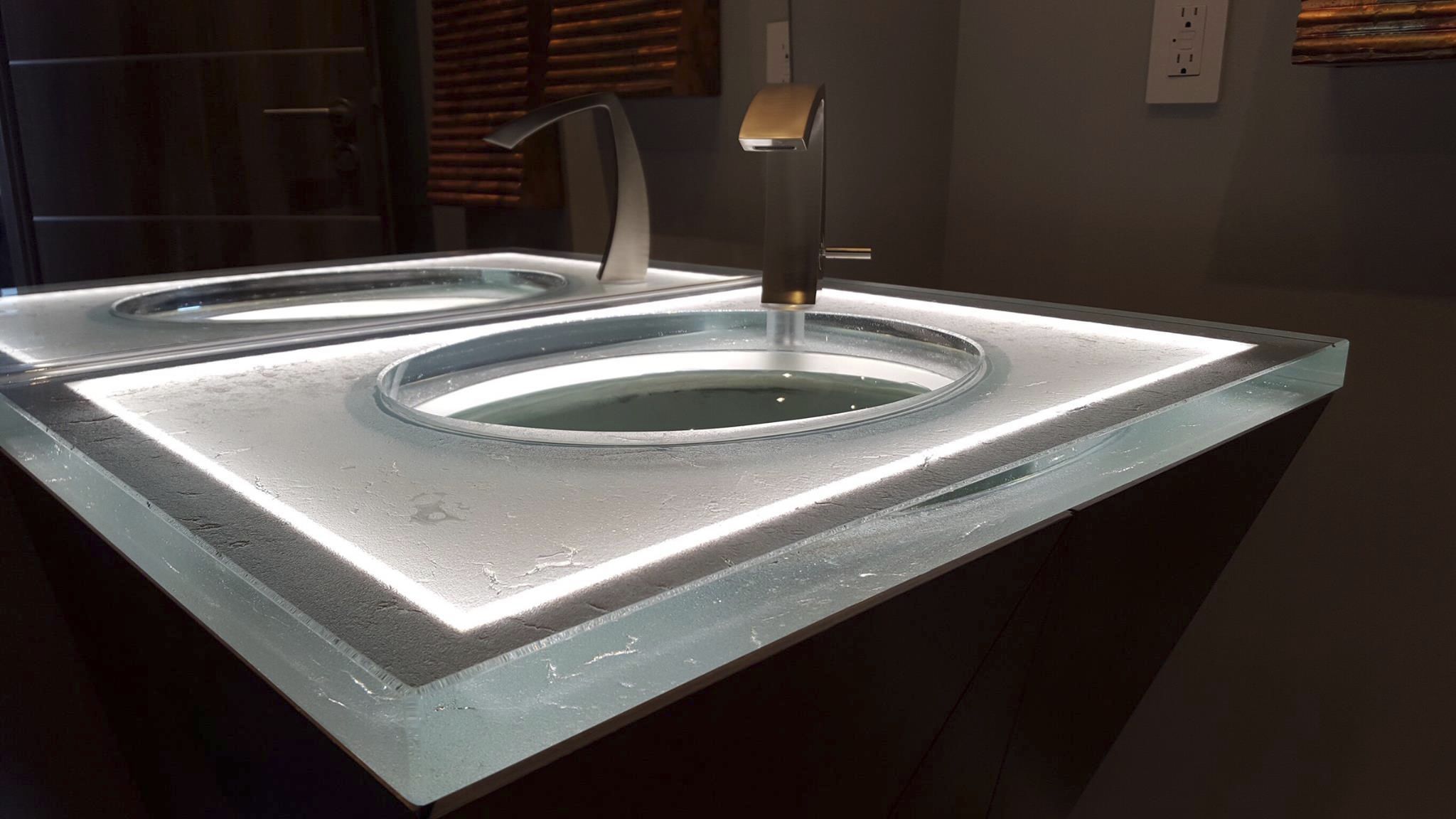 Plan vasque en verre ThinkGlass à usage professionnel / sur mesure