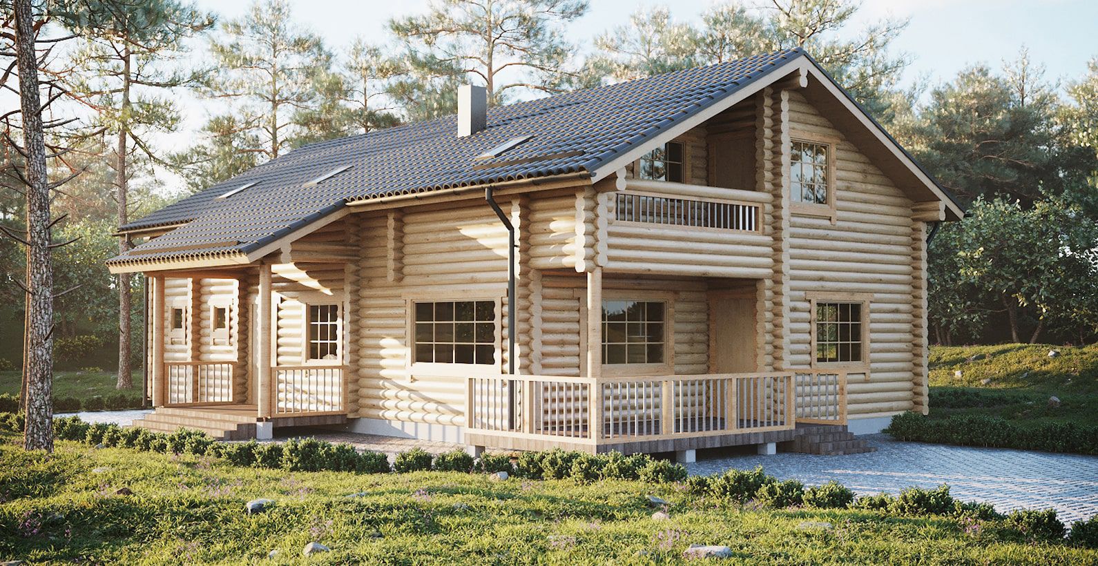 Maison en bois massif empilé - DEIW - PALMATIN Ltd. - écologique