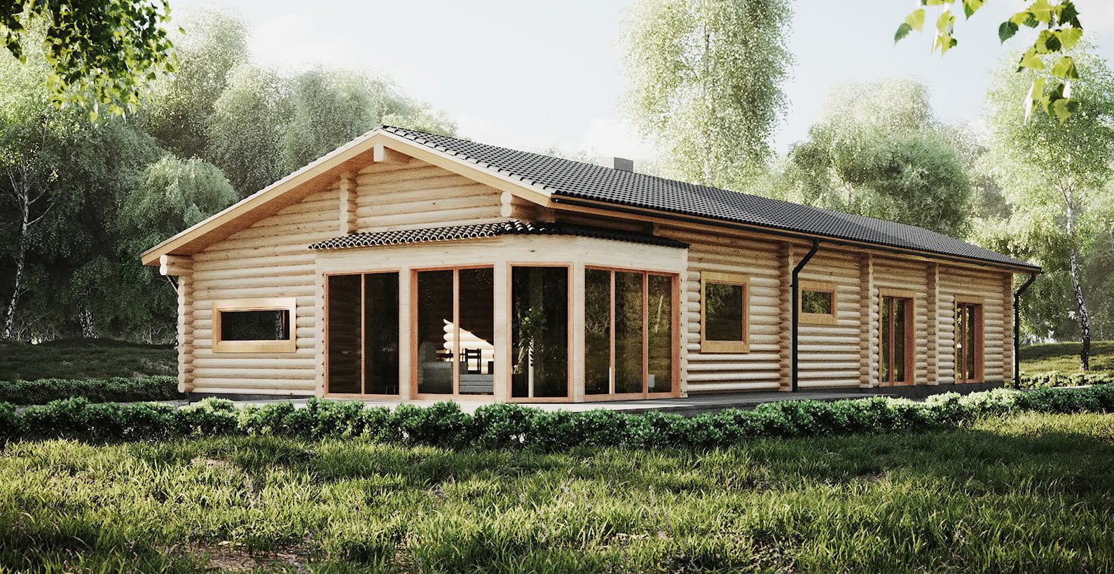 Maison en bois massif empilé - DIANA - PALMATIN Ltd. - écologique