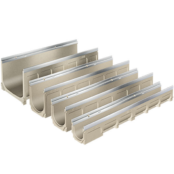 Pack De 3 Caniveaux MEAPARK Avec Grille à Fente Et Profil Inox E-Blade R - Drainage Extérieur Design