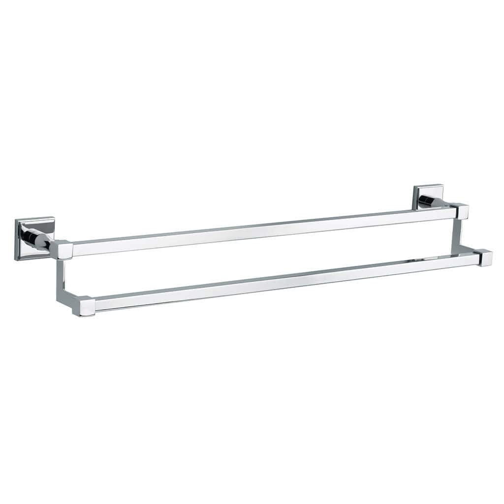 Double Barre Porte-Serviettes Tiberham - Alliage Argenté 39x13.5x7 Cm - Support Pour Salle De Bain Ou Cuisine - 12