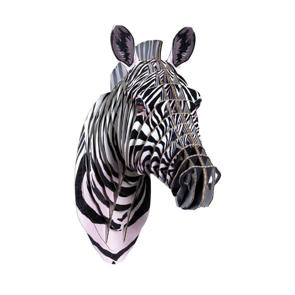 Sculpture en carton ZOE LIFELIKE ZEBRA HEAD cardboard safari murale