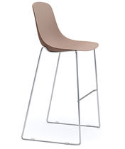 Chaise de bar contemporaine / en acier chromé...
