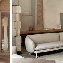 Canapé contemporain / gris / marron / blanc
