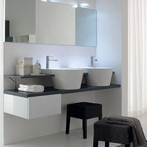 Meuble vasque double / suspendu / en bois...