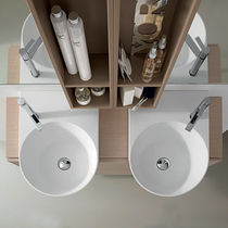 Meuble vasque double / suspendu / en bois...