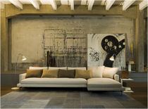Canapé contemporain / marron / en tissu...