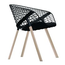 Chaise contemporaine / tapissée / avec accoudoirs...