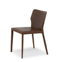 Chaise contemporaine / en cuir / avec piètement...