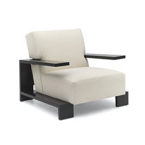 Fauteuil contemporain / en tissu / en noyer...