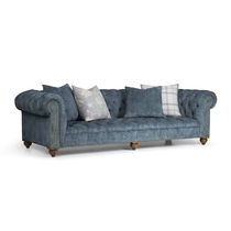 Canapé chesterfield / bleu / en tissu /...