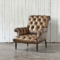Fauteuil chesterfield / en cuir / marron