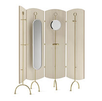 Paravent contemporain / en bois / avec miroir