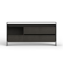 Commode contemporaine / en frêne / en verre