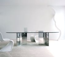 Table de réunion contemporaine / en verre...