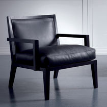 Fauteuil contemporain / en cuir / noir