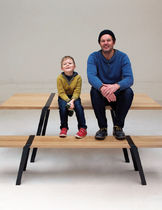 Banc contemporain / en bois / en métal