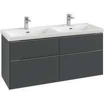 Meuble vasque double / suspendu / en bois...