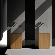 Vasque sur pied / en porcelaine / bois /...
