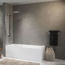 Pare-baignoire fixe / en verre trempé /...