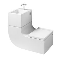 WC suspendu / en porcelaine / avec lave-mains...