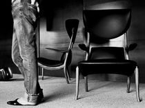 Fauteuil contemporain / en cuir / en cerisier...