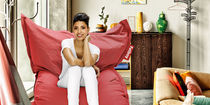 Fauteuil poire contemporain / en tissu /...