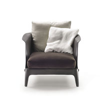 Fauteuil contemporain / en cuir / avec coussin...