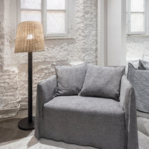 Lampe sur pied / en noyer / en osier / contemporaine