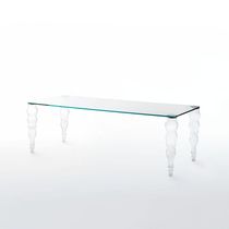 Table contemporaine / en verre laqué / rectangulaire...