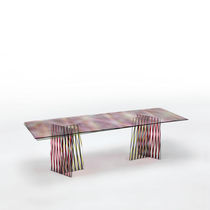 Table à manger contemporaine / en verre...
