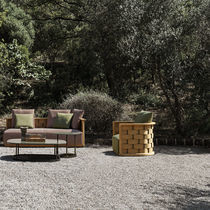 Fauteuil contemporain / en tissu / en teck...