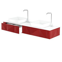 Meuble vasque double / suspendu / en bois...