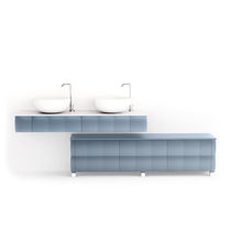 Meuble vasque double / suspendu / en bois...