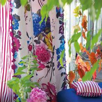 Tissu pour rideaux / à fleurs / en lin /...