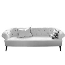 Canapé chesterfield / blanc / en tissu /...