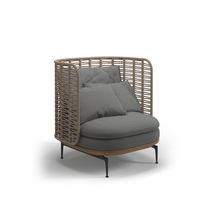 Fauteuil contemporain / en tissu / en teck...