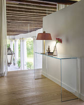 Console contemporaine / en verre bombé /...