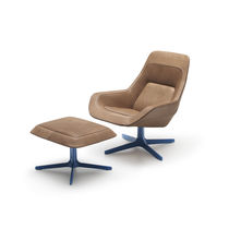 Fauteuil contemporain / en cuir / avec repose-pieds...