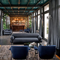 Canapé contemporain / gris / en tissu